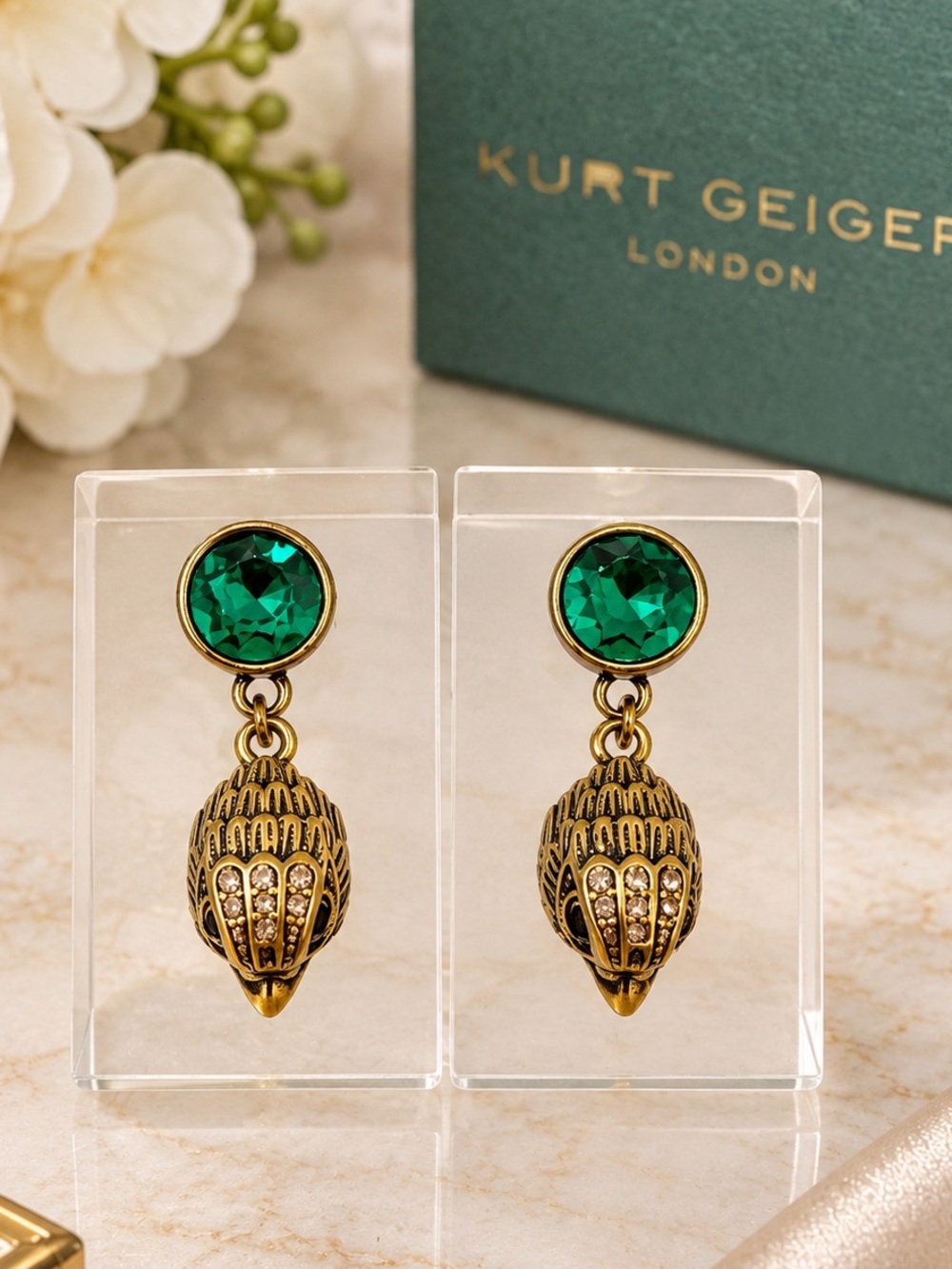 Kurt Geiger Signature Eagle Stone Drop Earrings